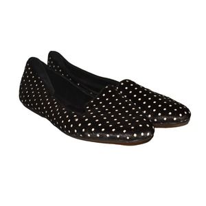 DOLCE VITA $130 Cow Hair Fur Flats Black/Cream Polka Dot‎ Size 9.5